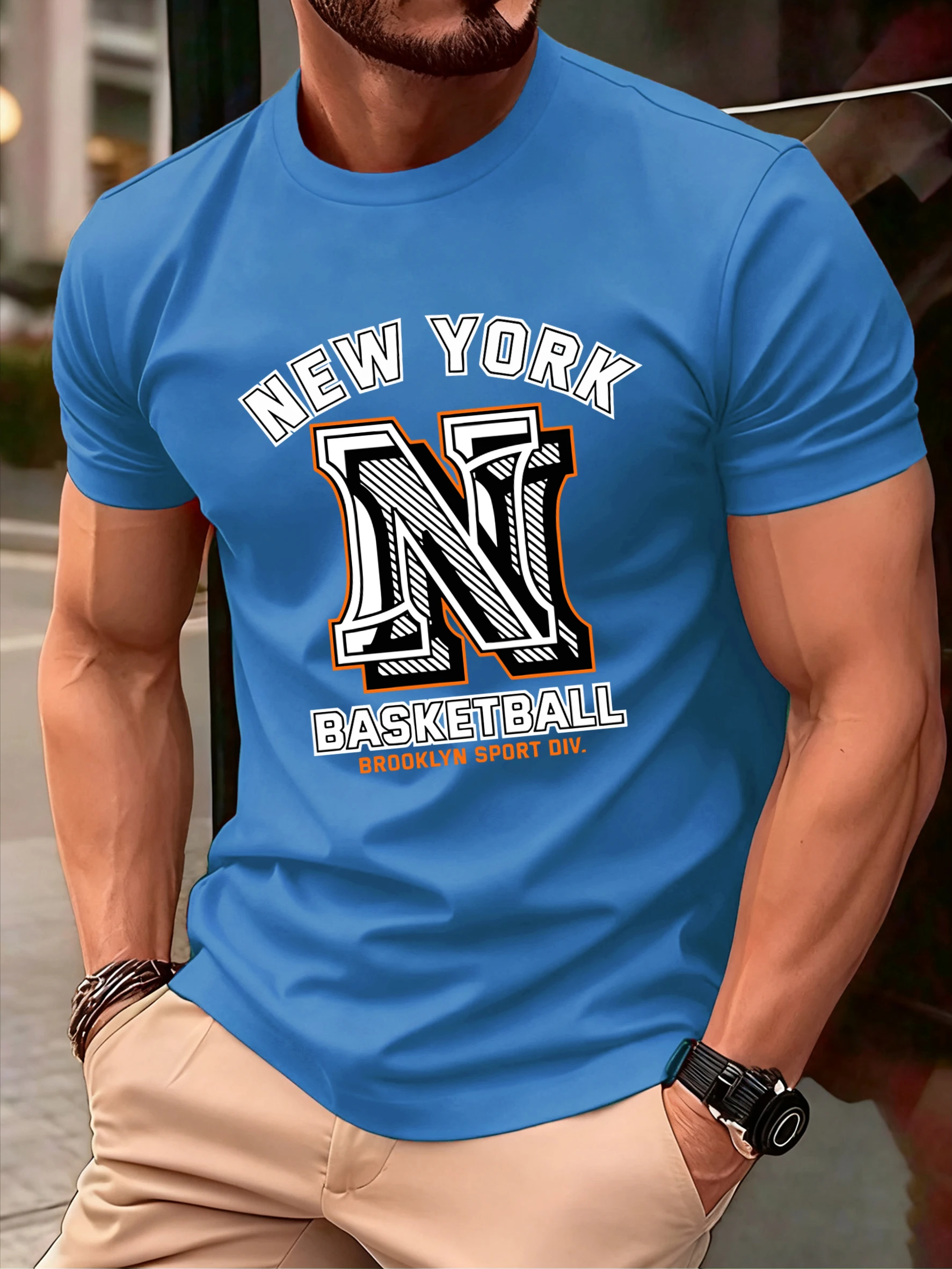 New York Brooklyn Basketball Print T Shirt Männer Sommer Alle-Spiel Streetwear Trendy Oansatz Kleidung Baumwolle Übergroßen Mann T-Shirts