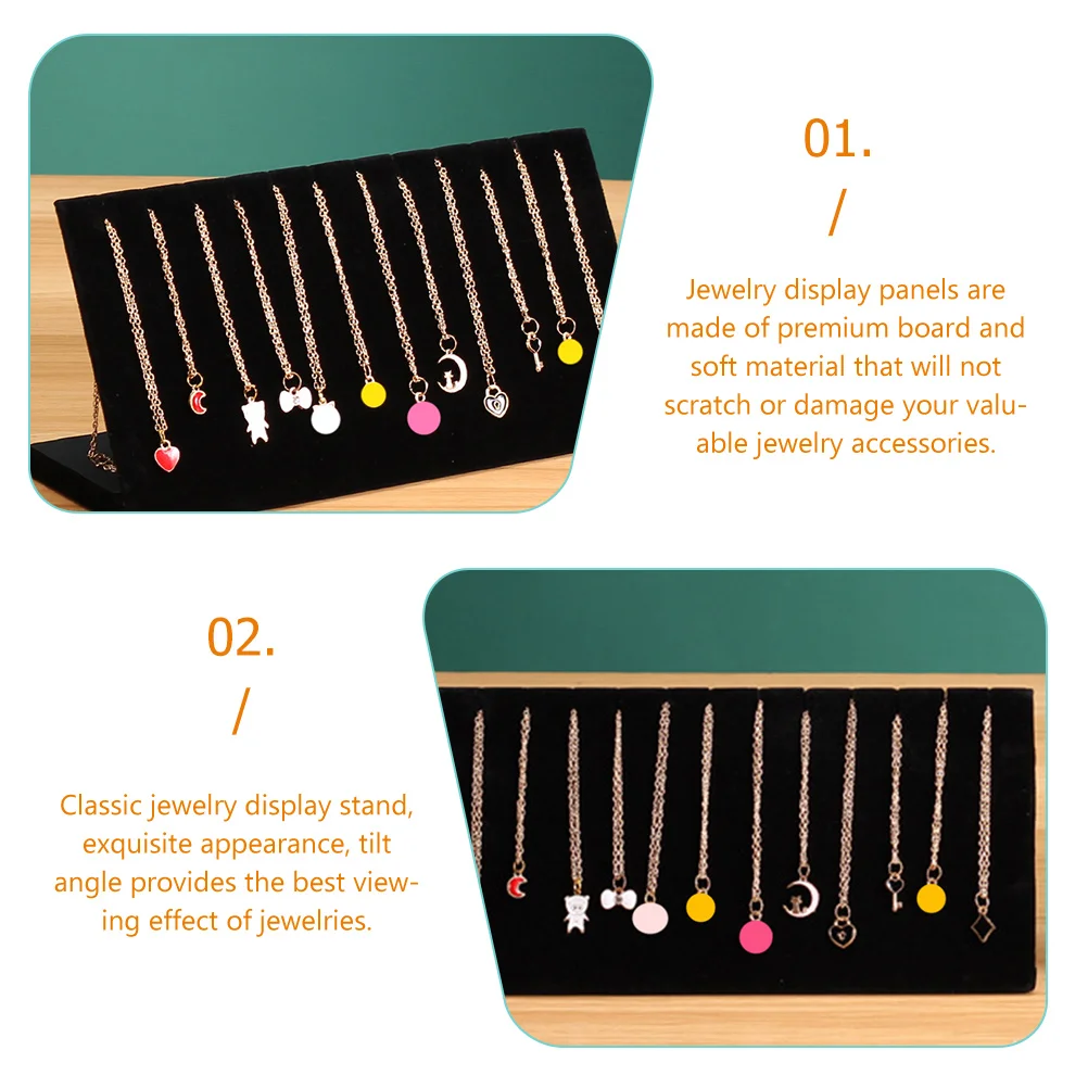 

Premium Jewelry Display Stand Organizer Panel Rack for Necklaces Earrings Bracelets Storage Showcase Flannel Lined Tilted Tray