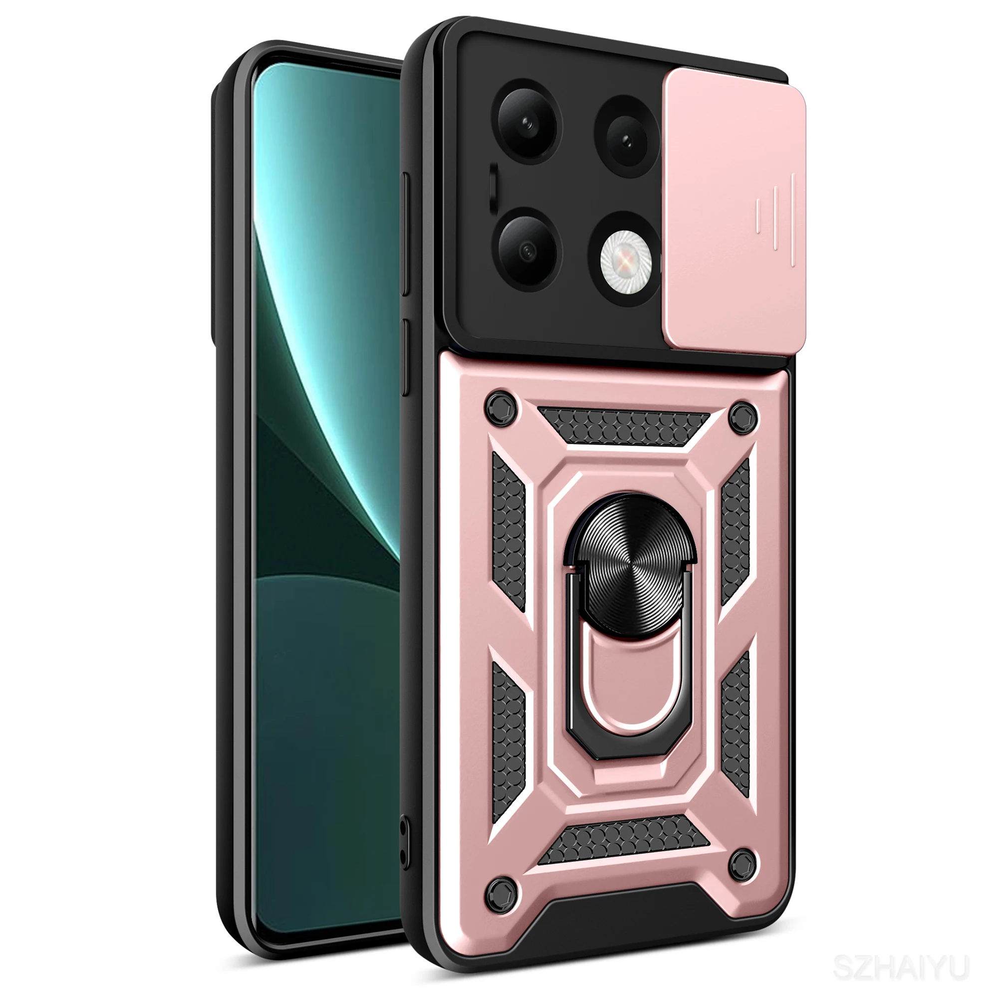 Armor Shockproof Phone Case for Xiaomi Redmi Note 13 12 Pro Plus 12S 12R 13C Redmi 12 5G Magnetic Car Holder Camera Protection