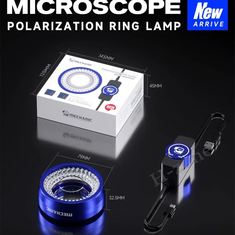 Mechanic LS720 Microscope LED Ring Light Polarized Illuminator Lamp Anti Glare Reflection for Most Stereo Microscopes 48mm Size