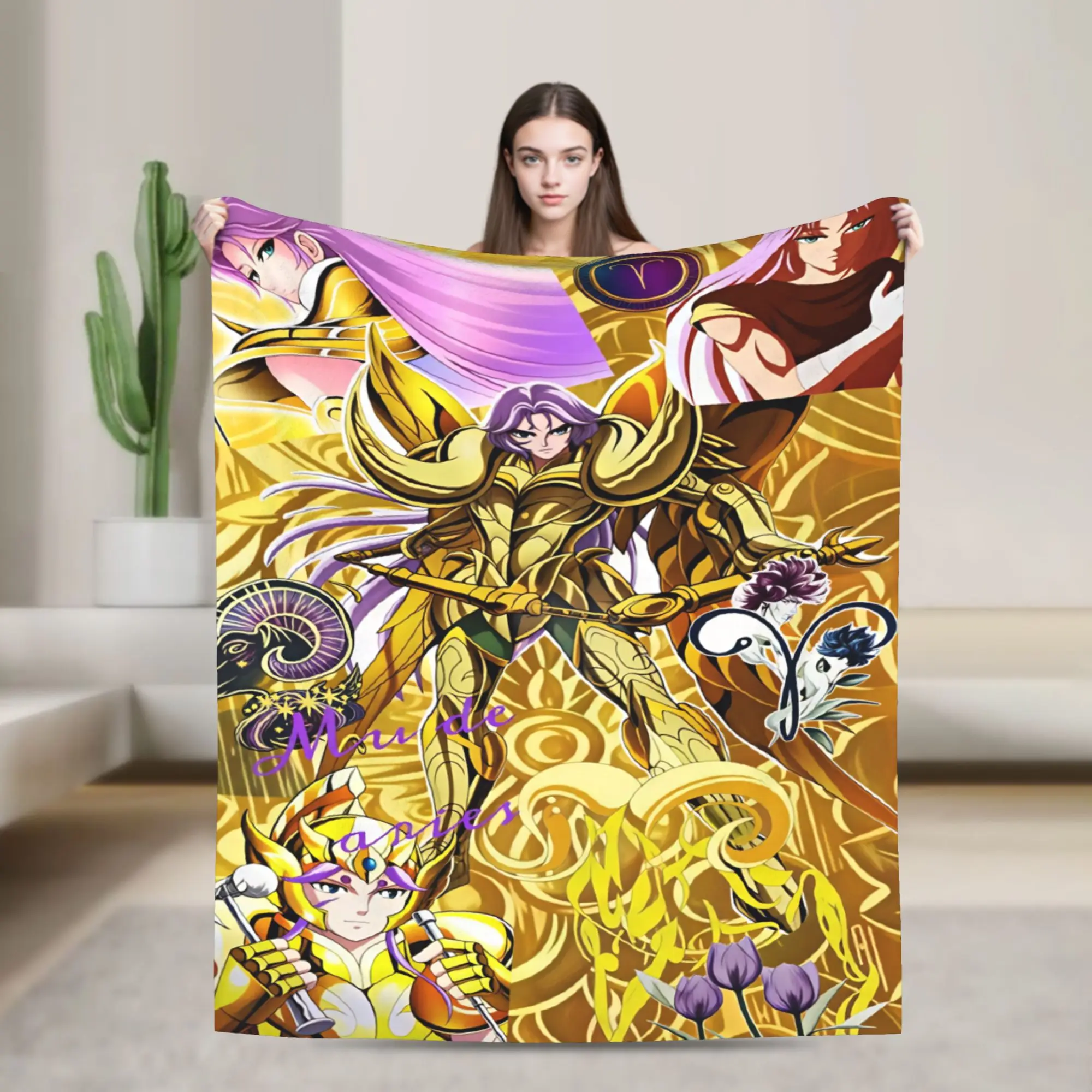 Champion Class Saints Seiyas Anime Flannel Blankets Spring  Warm Throw Blanket for Boy Girl Couch Bed Bedspread Sofa Bed Cover