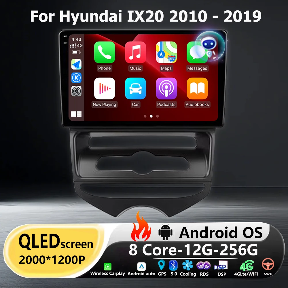 

9 Inch For Hyundai IX20 2010 - 2019 Android 16 Auto Carplay Car Radio Multimedia Player Navigation GPS Stereo QLED Touch Screen