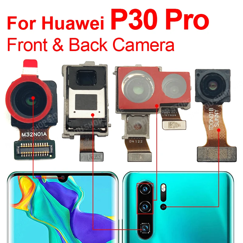 Back Main Front Camera For Huawei P30 Pro VOG-L09 P30Pro VOG-L29 L04 Frontal Selfie Facing Rear Camera Module Flex Replacement