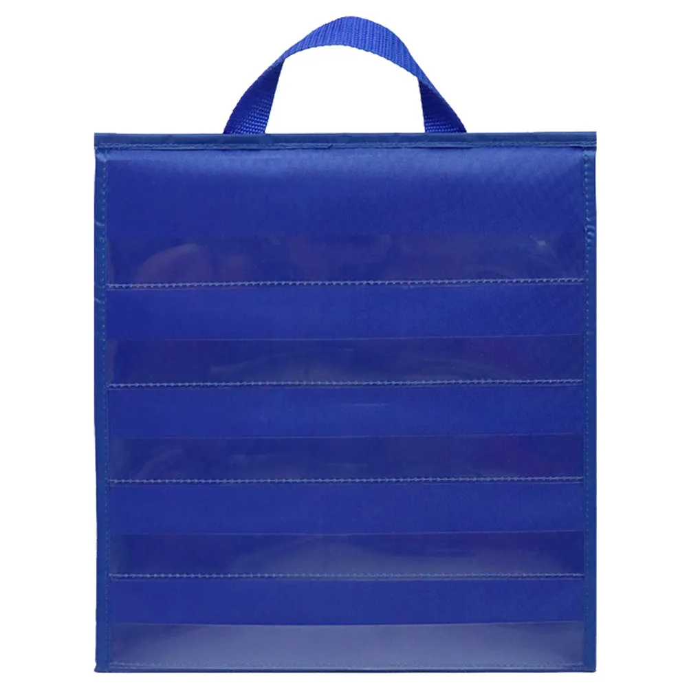 Desktop Pocket Chart 5 Clear Pockets Foldable Oxford Cloth Classroom Teaching Card Organizer