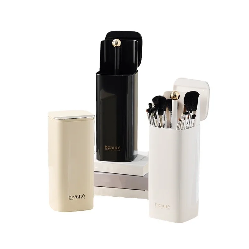 منظم فرش المكياج الأوتوماتيكي للرفع بأربعة شبكات لتخزين أدوات التجميل وكحل الحواجب ودلو فرشاة مقاوم للغبار #5