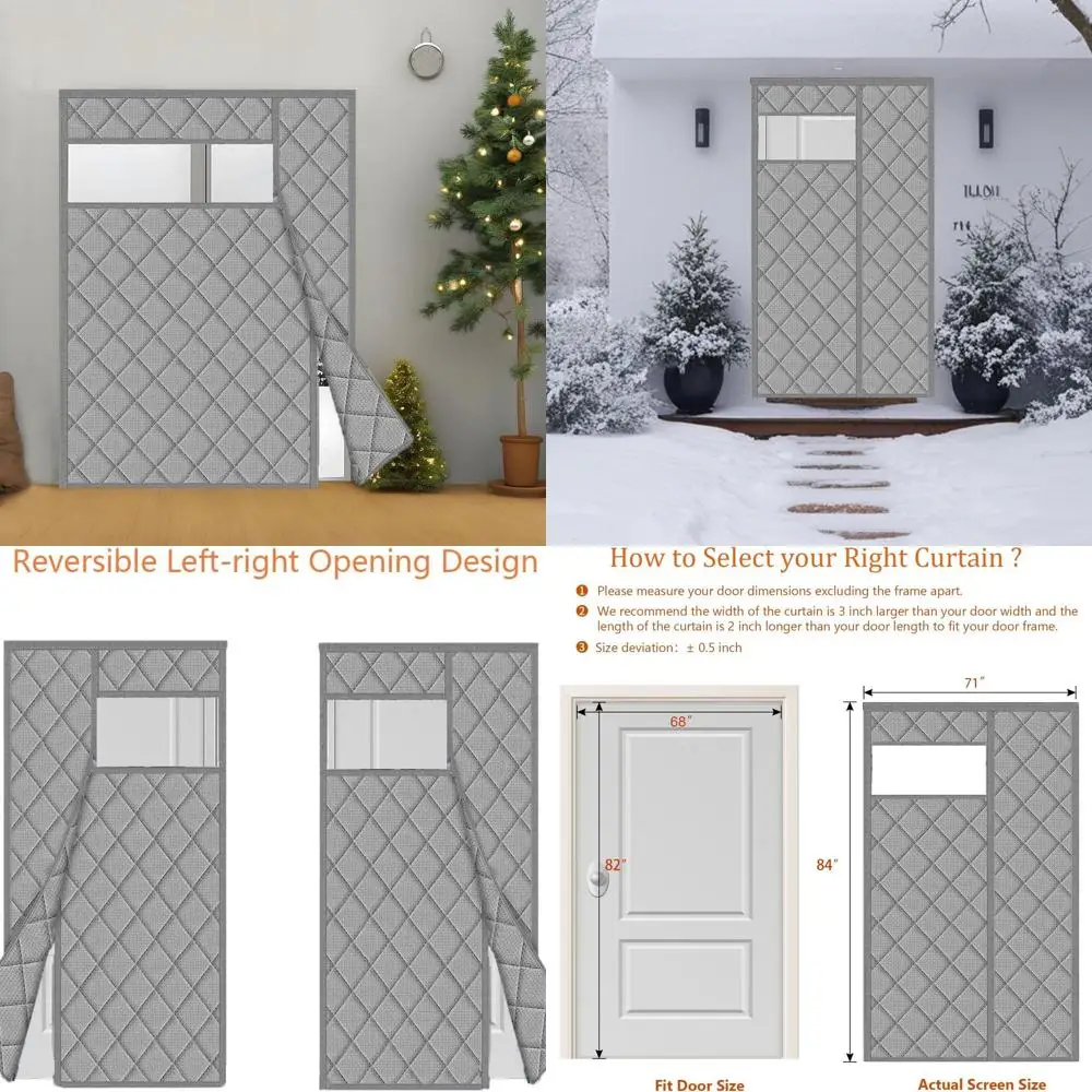 

Магнитная дверная занавеска с серой ромбовидным узором, дверь 68x82, размер 71x84, боковое открытие, сохраняет тепло/холодно