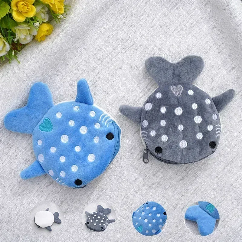 Women Girls Coin Purse Bag Cartoon Kids Girls Coin Purse Cute Cat Fish Plush Wallet Mini Money Coin Key Earphone Pouch Case