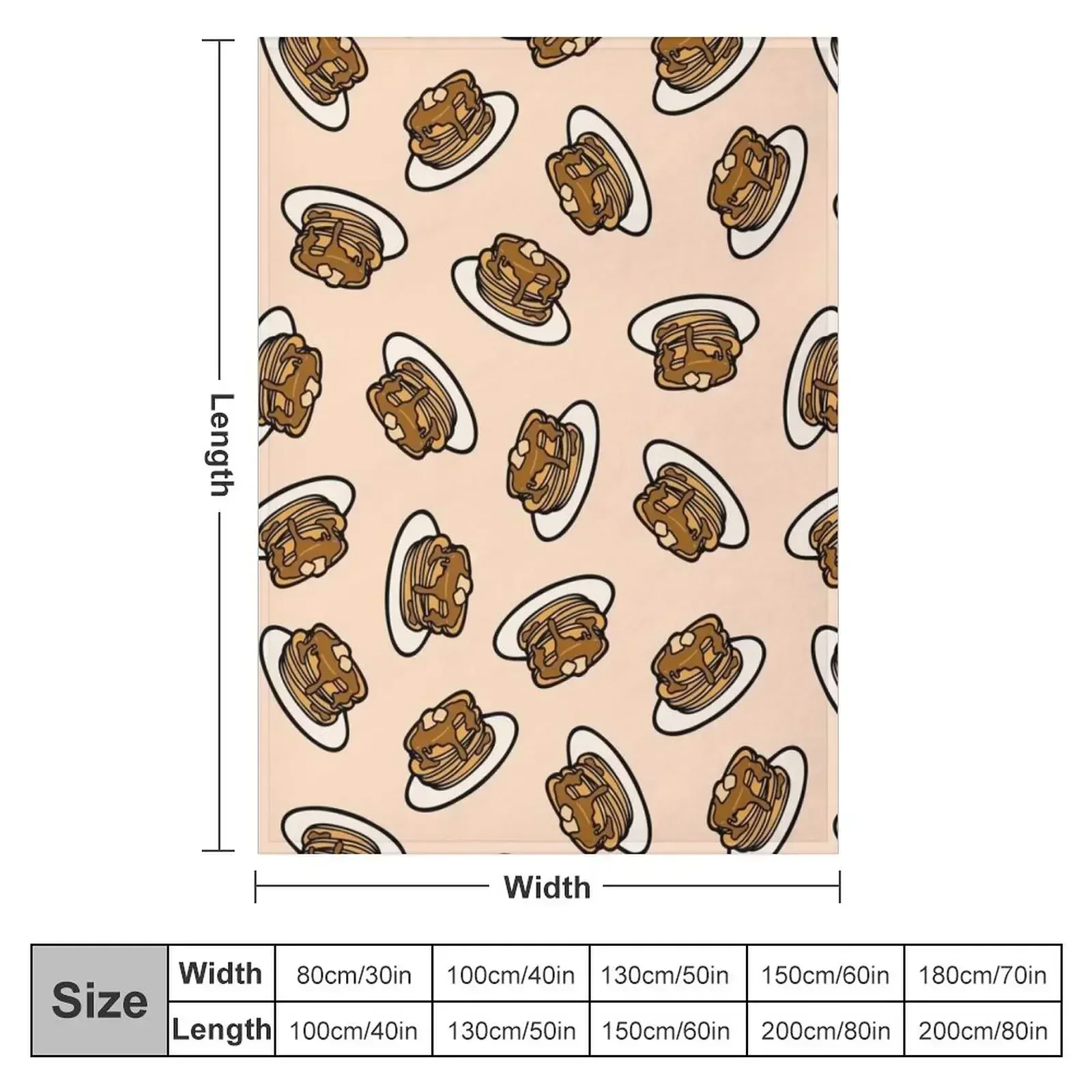 Pancakes with Butter and Syrup Pattern on Pale Peach Throw Blanket Quilt sofa bed Giant Sofa Fashion Sofas halloween Blankets