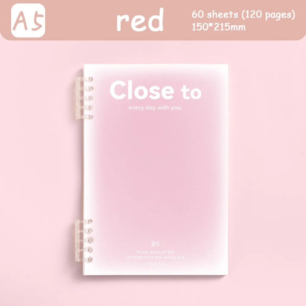 Simple Stationery A5/B5 Binder Notebook PVC Cover Gradient Color Kawaii Loose-Leaf Notebook Horizontal Line 60 Sheets