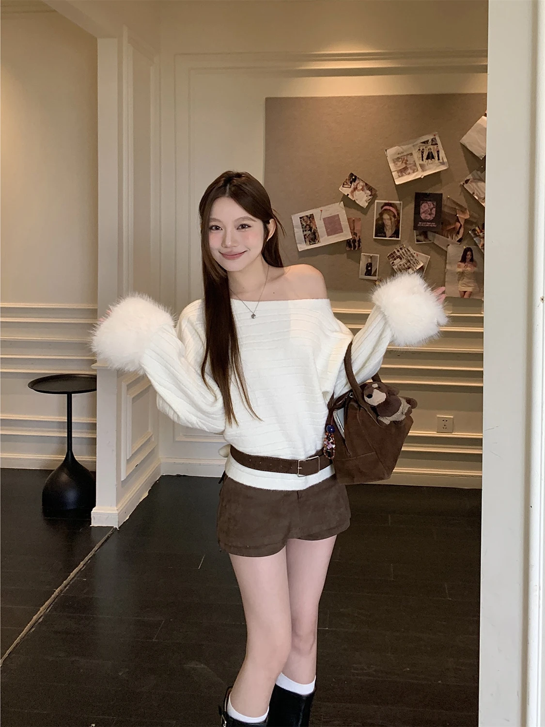 Maglione da donna oversize slouchy oulder Svel morbido e accogliente autunno inverno Faion Casual Chic Top allentato Abbigliamento interno