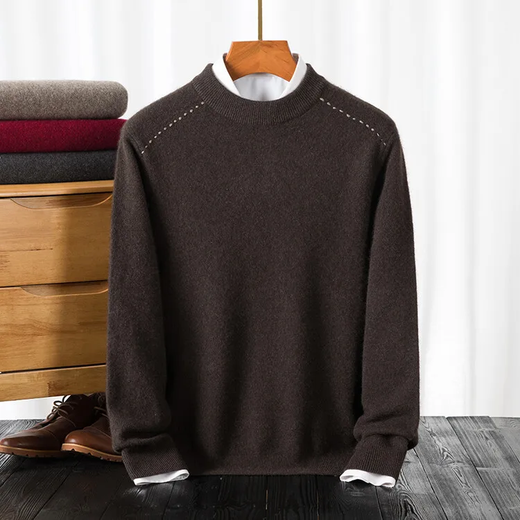 Woven T-neck loose stitch business gentleman sweater