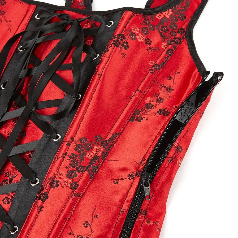 Women Corset Top Floral Embroidery Bustier Slimming Bustiers Zip Corsets Straps Corsage Halloween Party Costumes Wedding Outfits