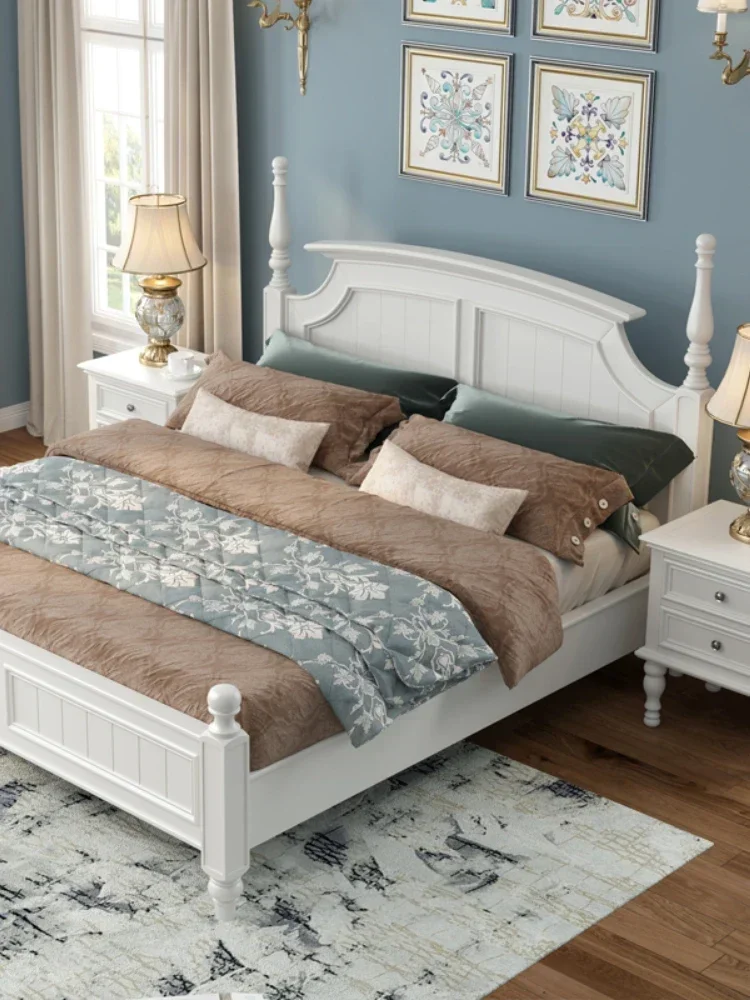 TAO Solid Wood Bed Modern Simple Double Bed Master Bedroom 1.5 M 1.8 M White Small Apartment Storage Bed Furniture