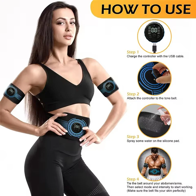 EMS Muskelstimulationsgürtel Elektrischer ABS-Stimulator Trainer EMS Bauchtrainer Tonisierungsgürtel Arm Bein Rücken Fitnessmassagegerät – Detail 3