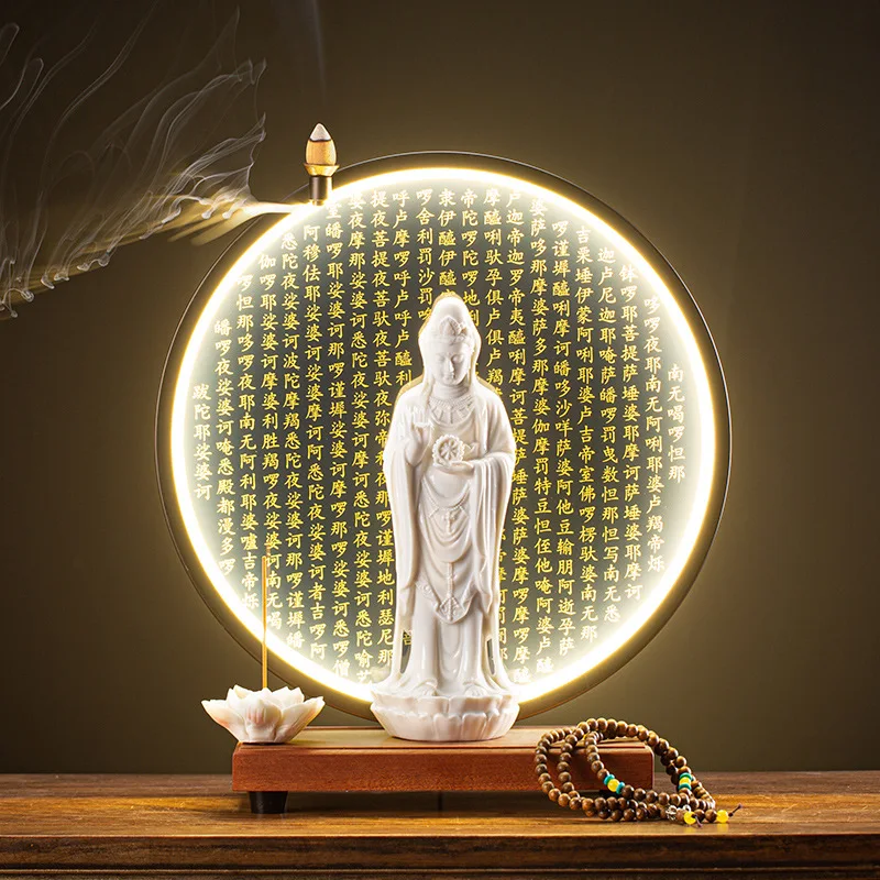 Imagem -04 - Guanyin Bodhisattva Estátuas de Buda Lâmpada de Cerâmica Círculo para Sala de Estar Incenso Pórtico Home Decor Escritório Feng Shui Estátua