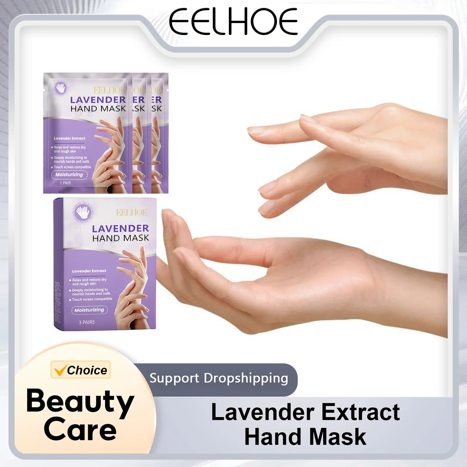 

EELHOE Lavender Extract Hand Mask Moisturizer Hand Soft Smooth Exfoliating Remove Dead Skin Care Nicotinamide Hand Mask 3pairs