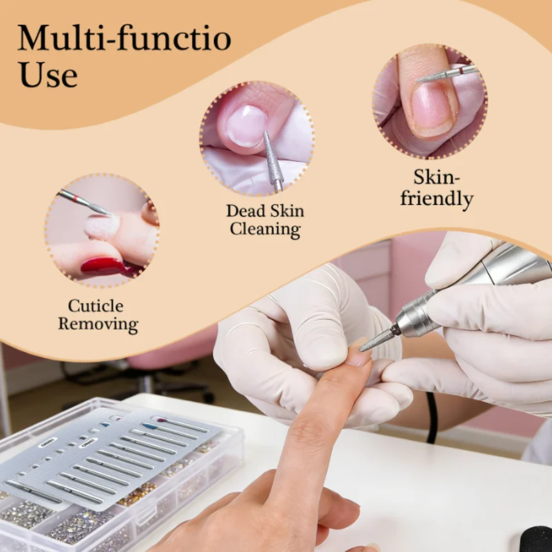 10個/セット ネイルポリッシングヘッドセット 多機能ネイルキューティクルリムーバーツール ネイルデッドスキンクリーンアクセサリー マニキュアツール