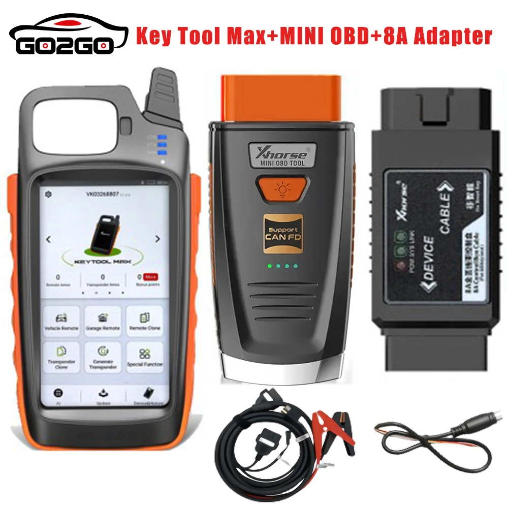 

Xhorse VVDI Key Tool Max with MINI OBD Tool V2 plus Toyota 8A All Keys Lost Adapter with Renew Soldering Cable