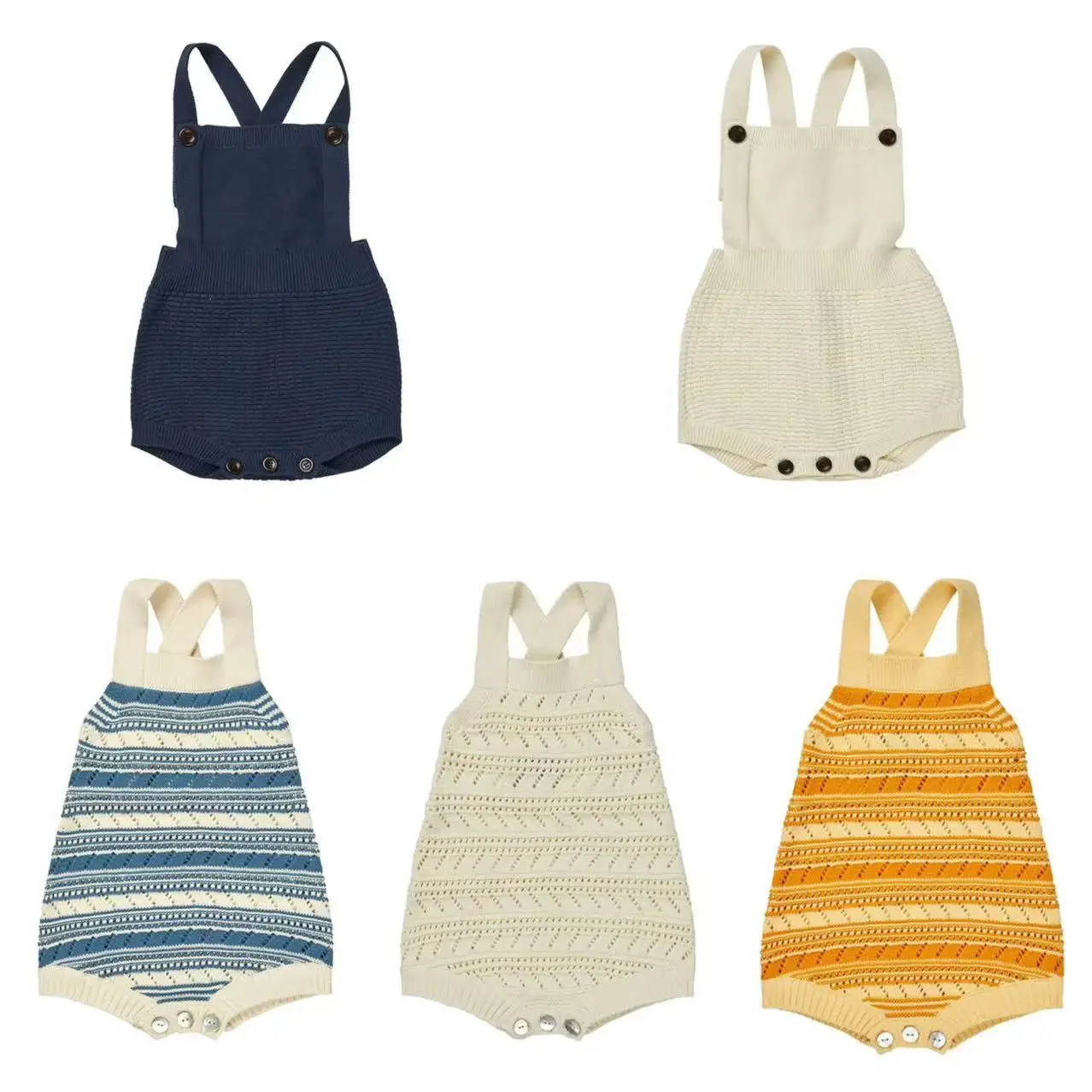 

Ins 2025 New Spring Summer Baby Knitted High-Waisted Jumpsuit Belt-Protecting Knitwear Romper Overalls Kids Clothes