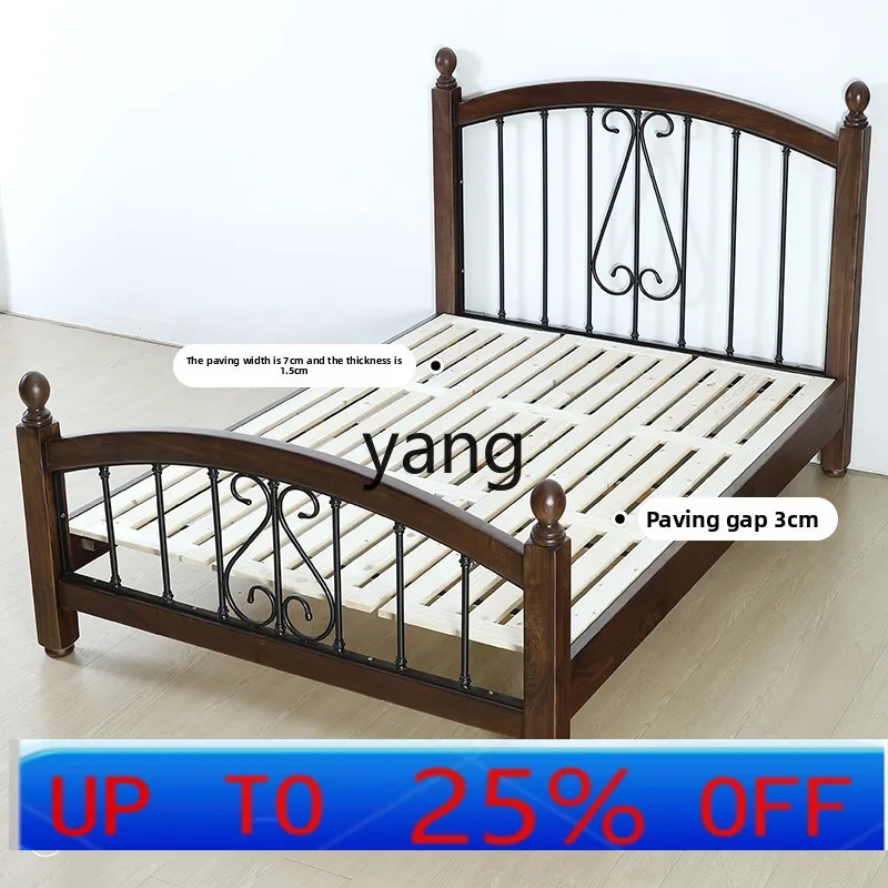 

LTT кровать из кованого железа из массива дерева 1,5 м 1,8 м двуспальная кровать кровать для главной спальни