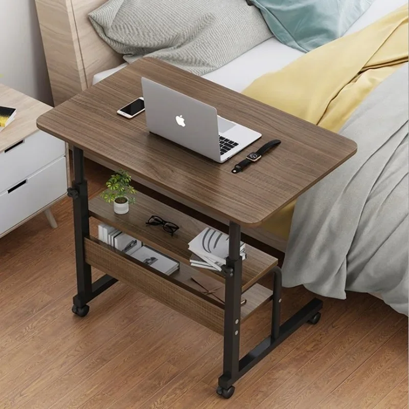 

60*40cm Wooden Portable Computer Laptop Study Desk Height Adjustable TV Dinner Coffee Desk Console Table Laptop Desk Wheels