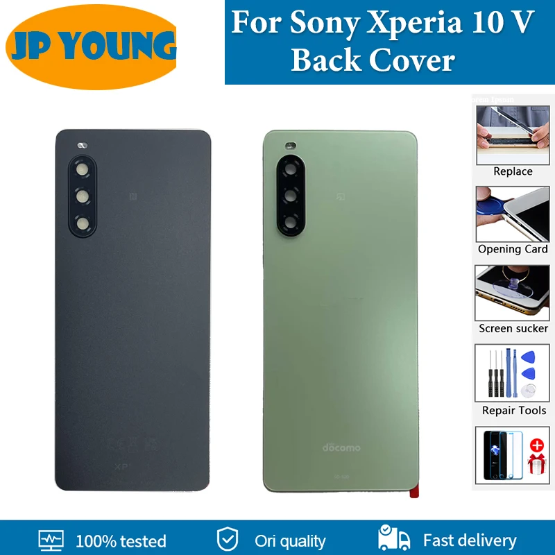 

High Quality For Sony Xperia 10 V Back Battery Cover Rear Case Housing Door Camera Glass Frame Lens For Sony x10 v Replacement