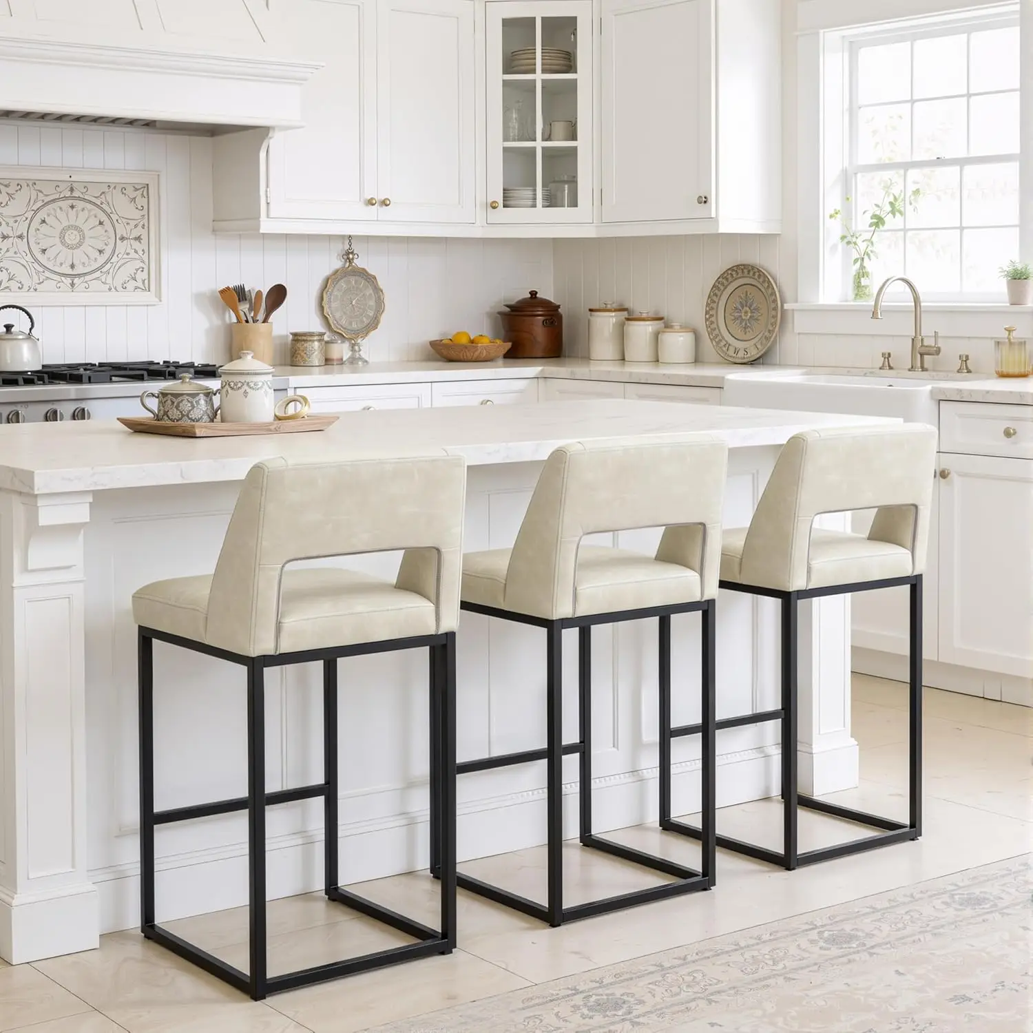 

Counter Height Bar Stools Set Of 3 For Kitchen Counter Modern Bar Chairs With Backs For Kitchen Island With, Customized