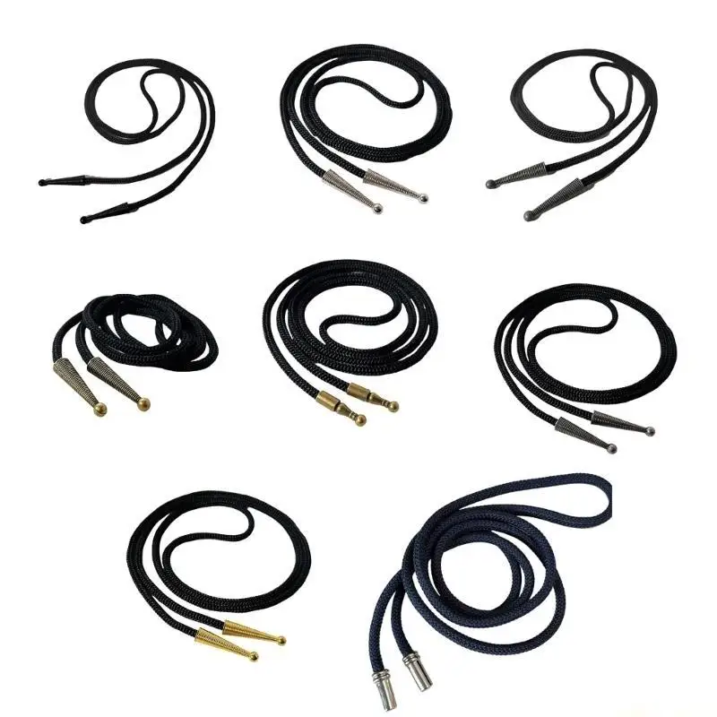 31BF Unisex Bolo Tie Part Nylon String Tie Cord with Carved Pendant for Craft Project