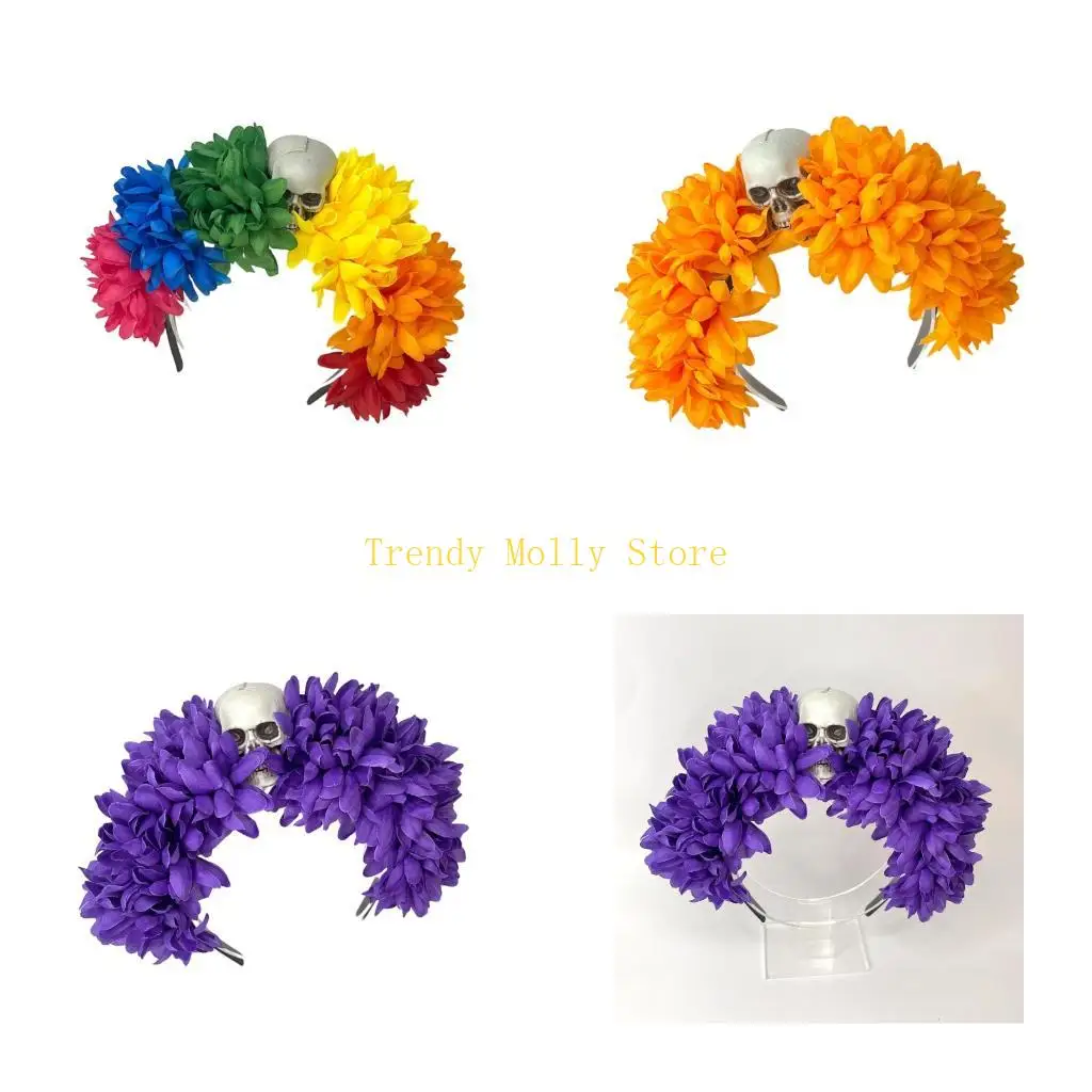 

N5KB Spiders Flower Hairband Punk Decoration Comfortable Headwear for Various Occation