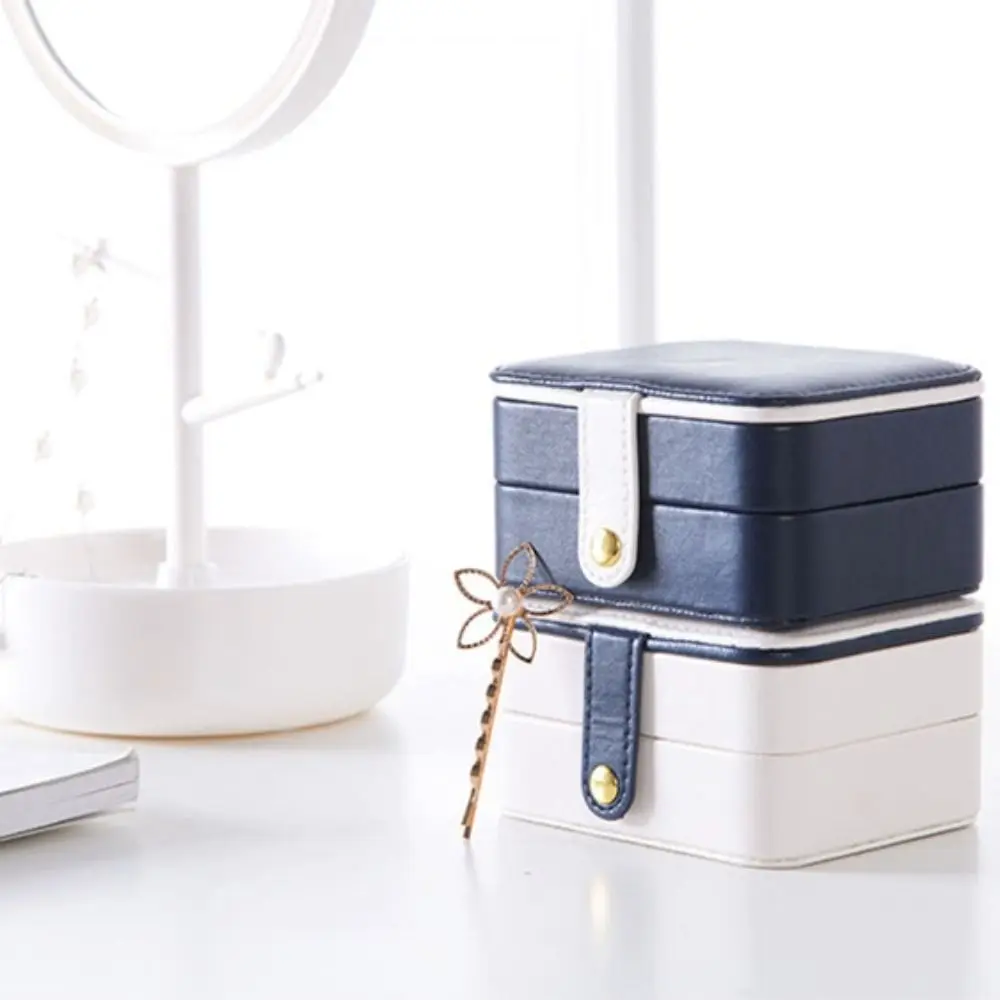 High-end Fashion Jewelry Storage Box Double Layer Portable Jewelry Display Box Mini Leather Jewelry Organizer Case Women