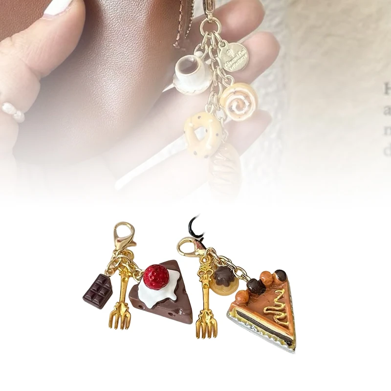 فريد دونات الخبز القهوة سحر الهاتف الإبداعية الفاخرة حزام الهاتف لطيف مقلد الغذاء قلادة حقيبة سلسلة مفاتيح ملحقات الهاتف