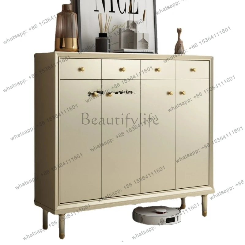 

light luxury solid wood door shoe cabinet household foyer porch cabinet simple modern locker