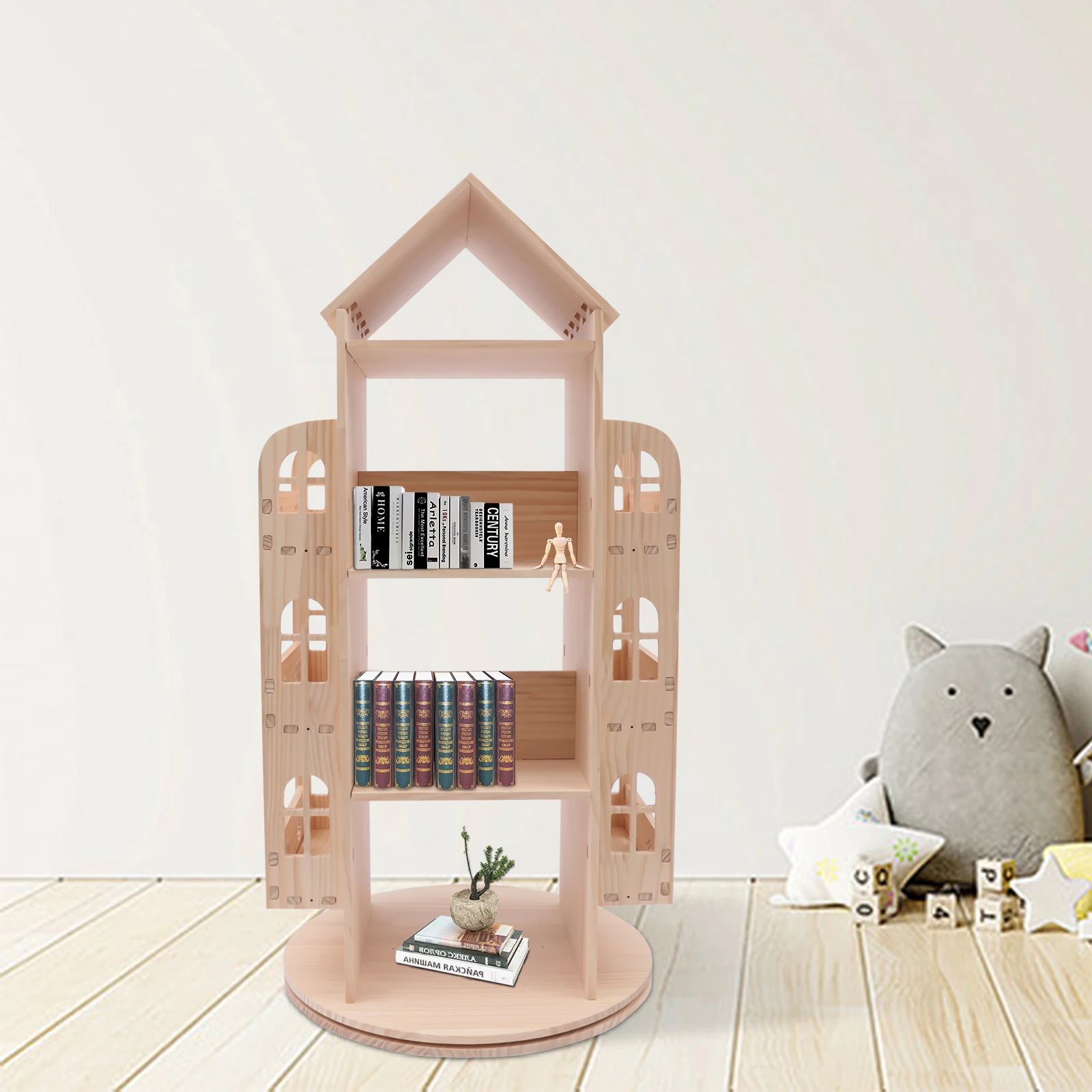 

Rotatable Bookshelf 360° Floor Standing Children's Book Case Storage Rack Household Multi-Functional Bookshelf Organizer