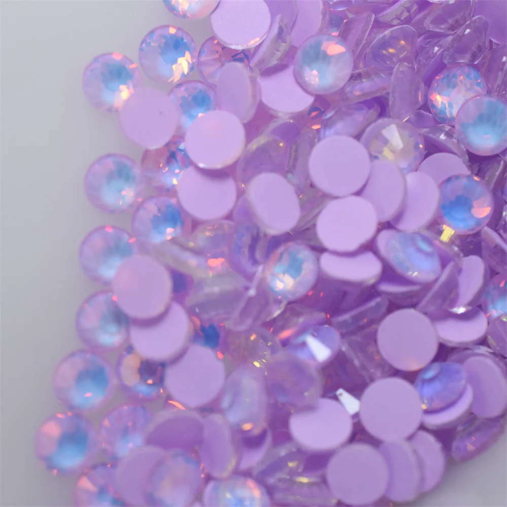 Glass Non Hotfix Flatback Rhinestone Lt.purple Glue on Luminous Neon Mocca Opal AB Nail Art Decoration Crystal Strass Phone Case