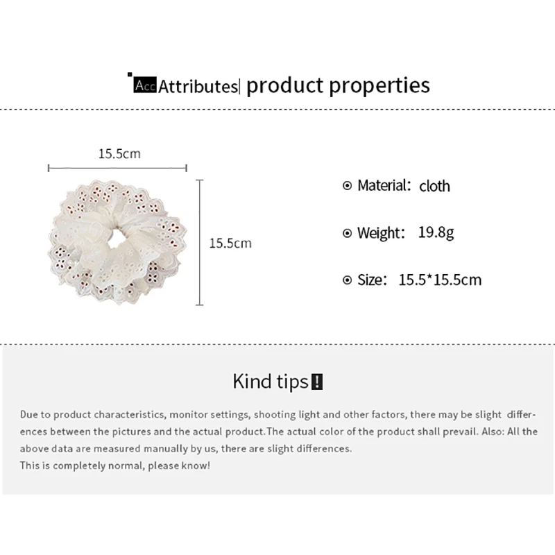 Korean Super Large White Lace Colon Hair Tie New For Women Fairycore Sweet Temperament Girl Rope Commuter Versatile Accessories image 6