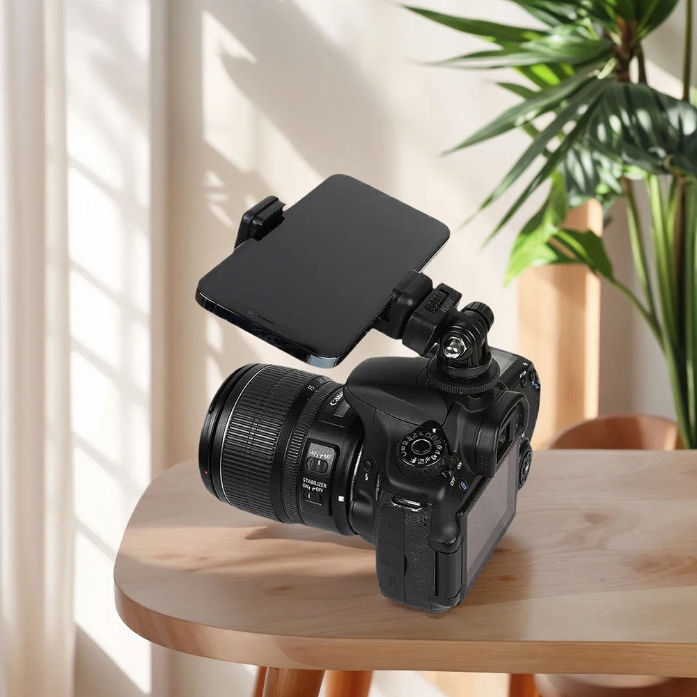

Cell Phone Tripod Mount Adapter Camera Hot Shoe Mount Mobile Holder 360 Rotation 180 Flip