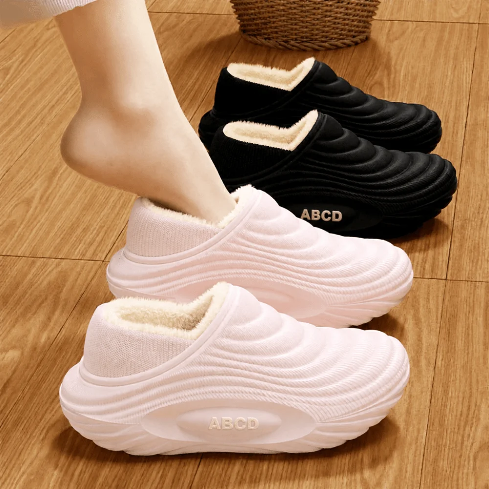 Keep Warm Women's Thick-soled Cotton Shoes Anti Slip Sole Comfortable Fit Winter Slippers Thickened Cotton Water proof