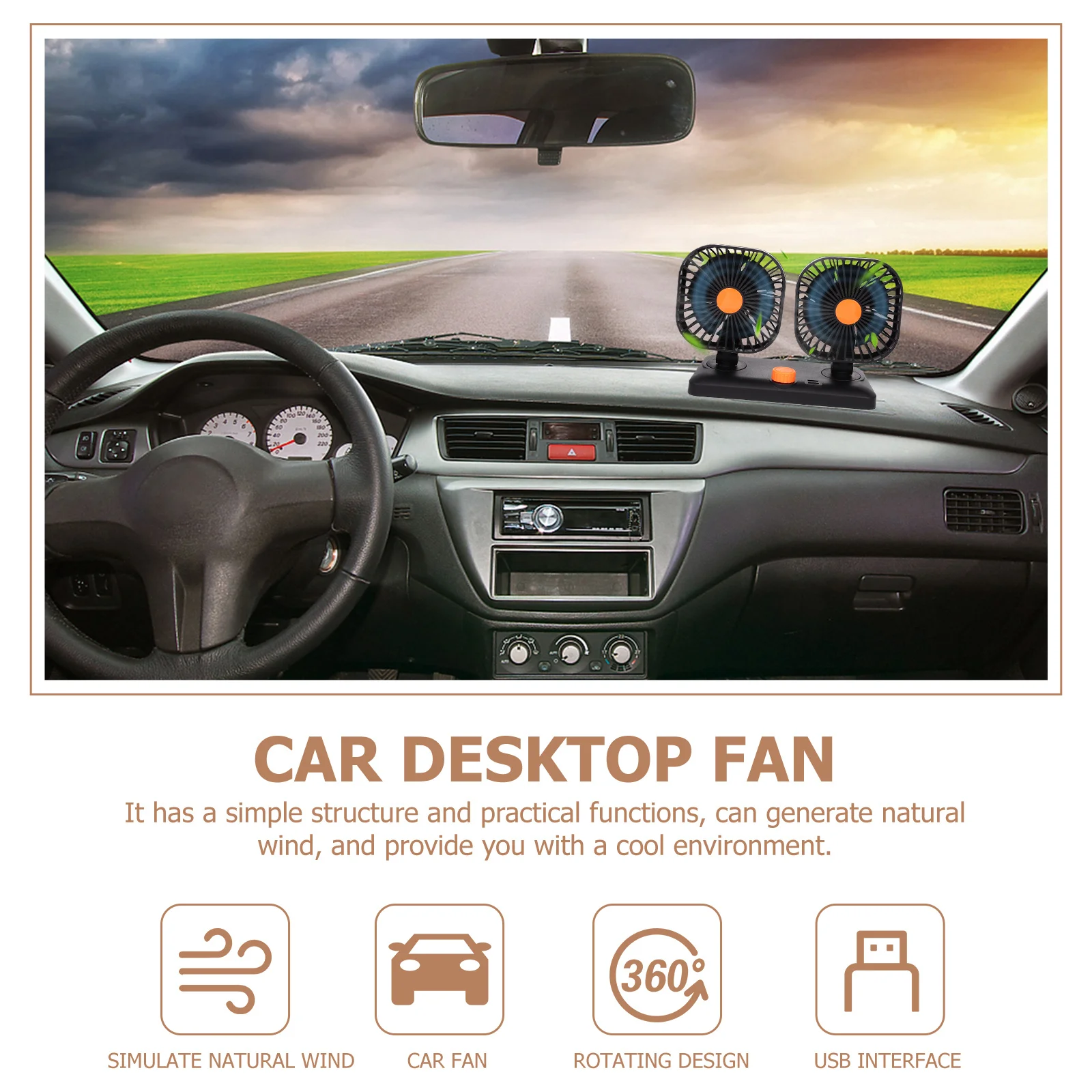 

Portable Car Cooling Fan USB Powered Silent Operation Vehicle Mounted Fan for Summer Comfort on The Go Car Supplies