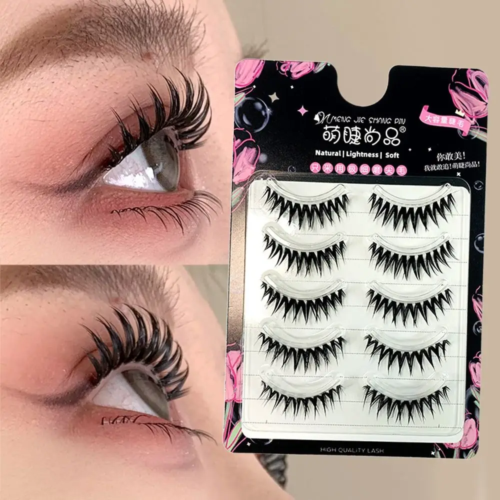 5 Pairs Transparent Invisible Lash Stems False Eyelashes Soft Long-lasting Lightweight Strip Lashes Comfortable Lashes Cluster