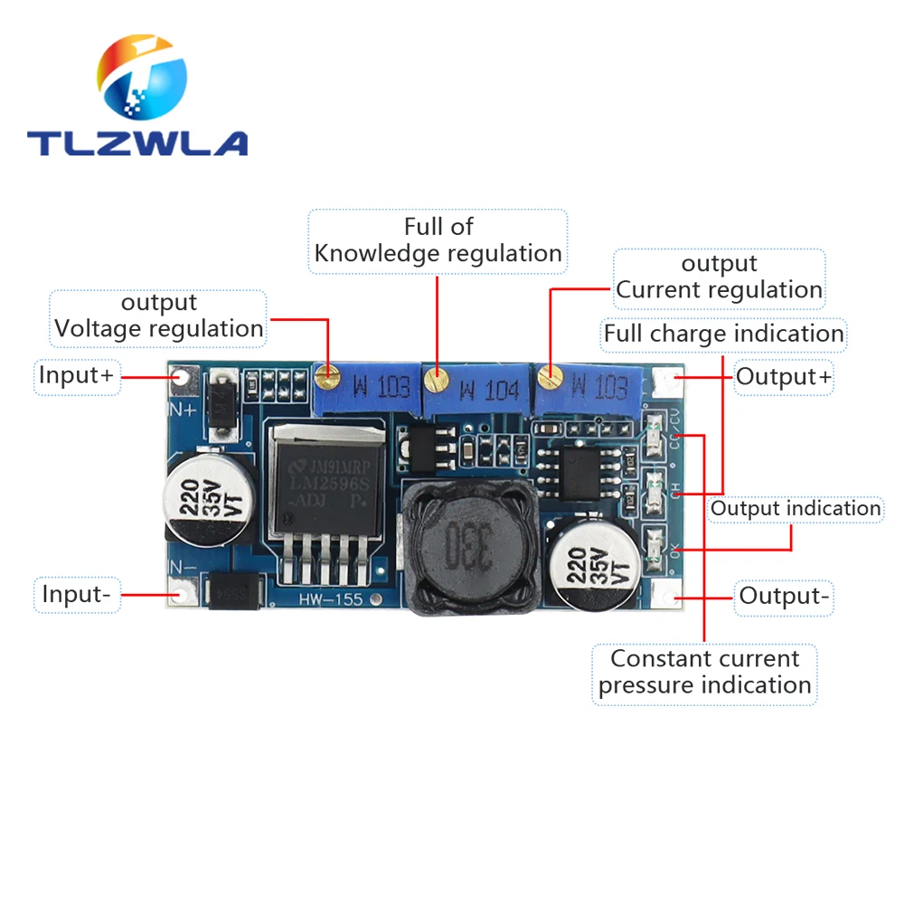 1PCS LM2596S DC-DC Constant Current Module LM2596 DC-DC 7V-35V Step-down Adjustable CC/CV Power Supply Module