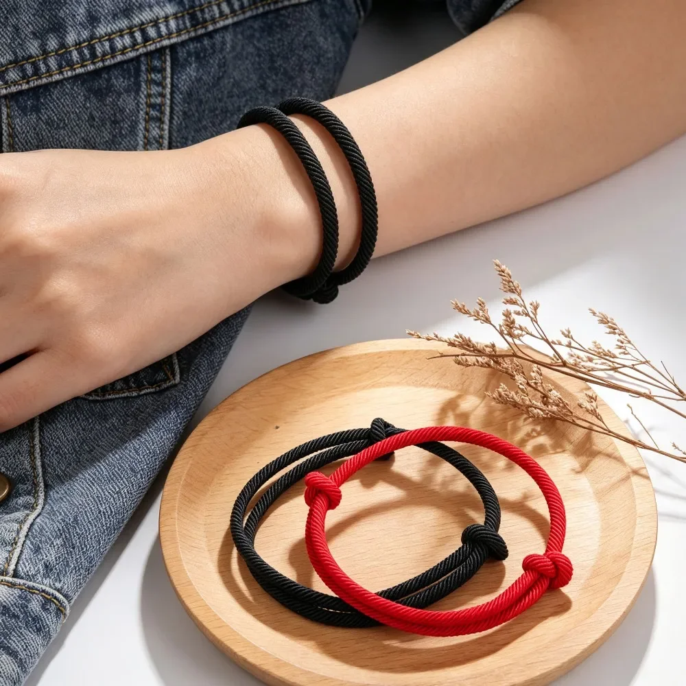 Handmade Adjustable Rope Bracelet for Men,4mm Thin Lucky Thread Bracelet,Couple Relationship Bracelets,Gift for Him