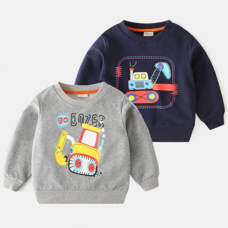 Kids Sweatshirt Cartoon Print Boys Girls Capless Top Spring Cotton Long Sleeve T-Shirt Children Sweatshirt Autumn Clothes D2L