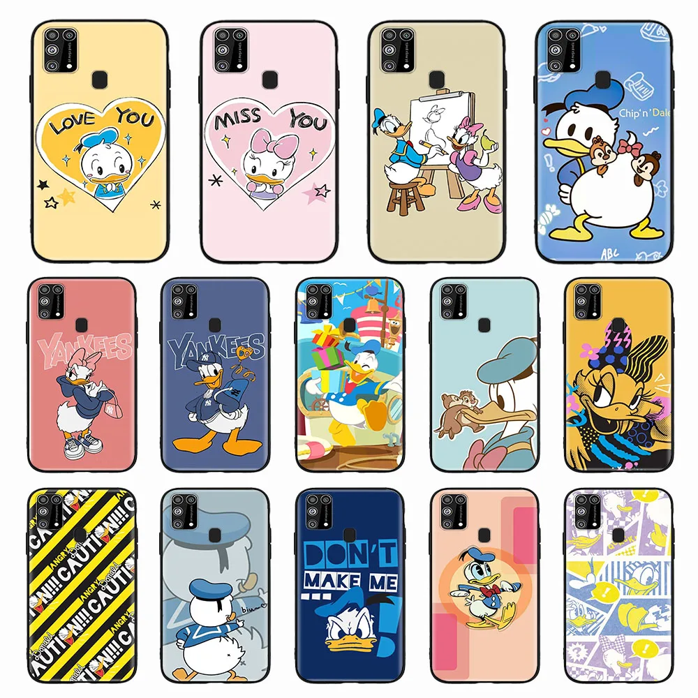 Black Case for Xiaomi Redmi Note 11 11T 11S 11I 12 Poco X4 M4 M5 C3 C40 Pro Protective Cover Donald Duck