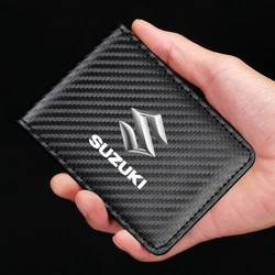 Carbon Fiber Car Driver License Bag ID Card Holder Wallet Credit Card Bag For Suzuki SX4 Swift Grand Vitara ALTO Car Accessories