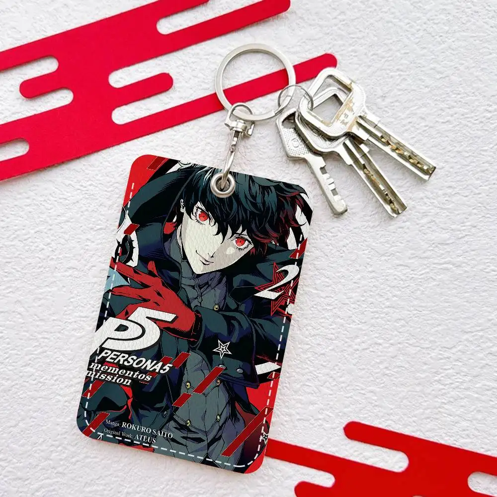 Hot Video Game Persona 5 Gaming Rectangle ID Card Case Keychain Access Card  Bag Key Tag Ring Leather Card Holder Key Ring Access - AliExpress 1524