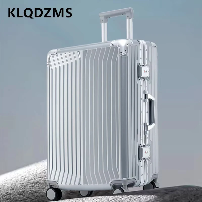 

KLQDZMS Rolling Suitcase Large Capacity Trolley Case 20"22"24"26"28 Inch Aluminum Frame Boarding Box Multi-function PC Suitcase