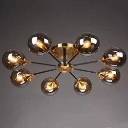 Modern Glass Ball LED Pendant Lights Retro Ceiling Chandelier Dining Bedroom Gold Home Decor Hanging Lamp Fixtures