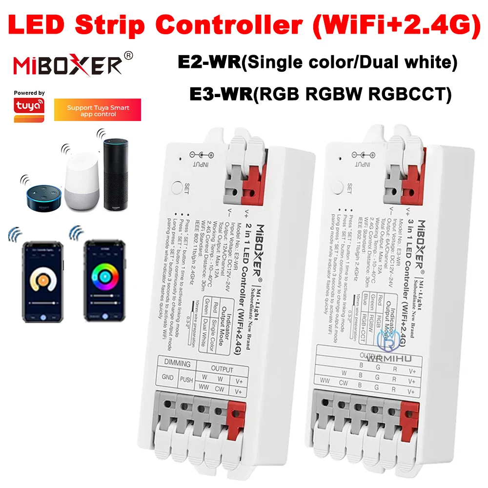 Miboxer WiFi Tuya 2 3 в 1 контроллер светодиодной ленты один цвет двойной белый RGB RGBW RGB + CCT Smart Tuya приложение Голосовое управление