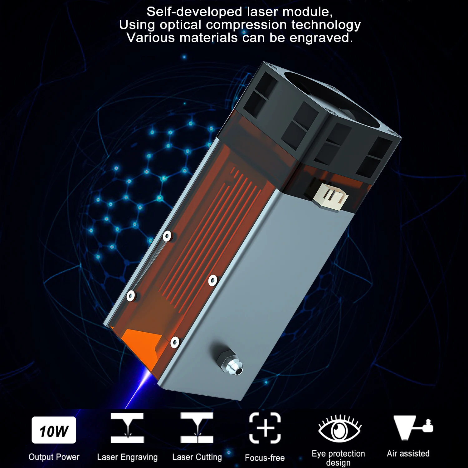 Modulo Laser ZBAITU 80W con Air Assist 450nm testa Laser blu TTL per macchina per incidere di taglio CNC strumenti per incisore taglierina fai da te
