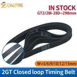 2M/GT2 timing rubber belt Perimeter 280 282 284 286 288 290 292 294 296 298 width 3 5 6 9 10 12 15mm 2GT for 3D printer